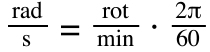 Rad per Sec to RPM Equation